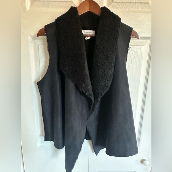 Workshop Republic Vest Faux fur and suede open front sleeveless Cardigan Jacket - Picture 1 of 5